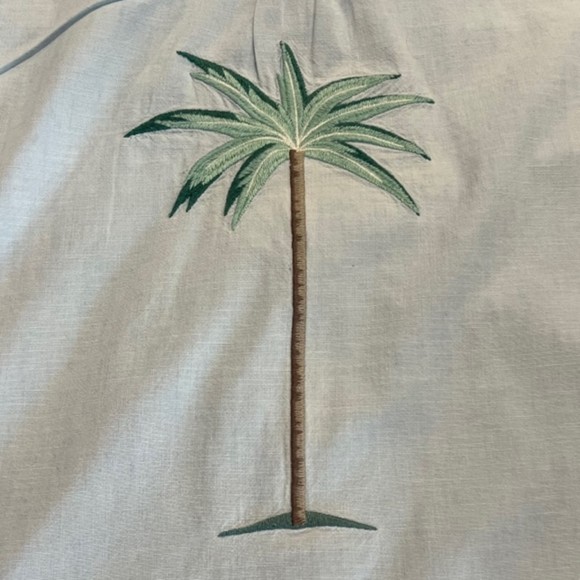 LEVIS Boyfriend Fit Blue Coconut Tree Embroidered Back Button Down LS Shirt Sz S - Picture 5 of 9